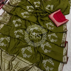 PURE RUSSIAN SILK ZARI HANDWORK SAREE
