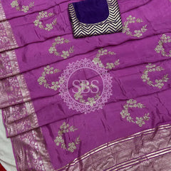PURE RUSSIAN SILK ZARI HANDWORK SAREE