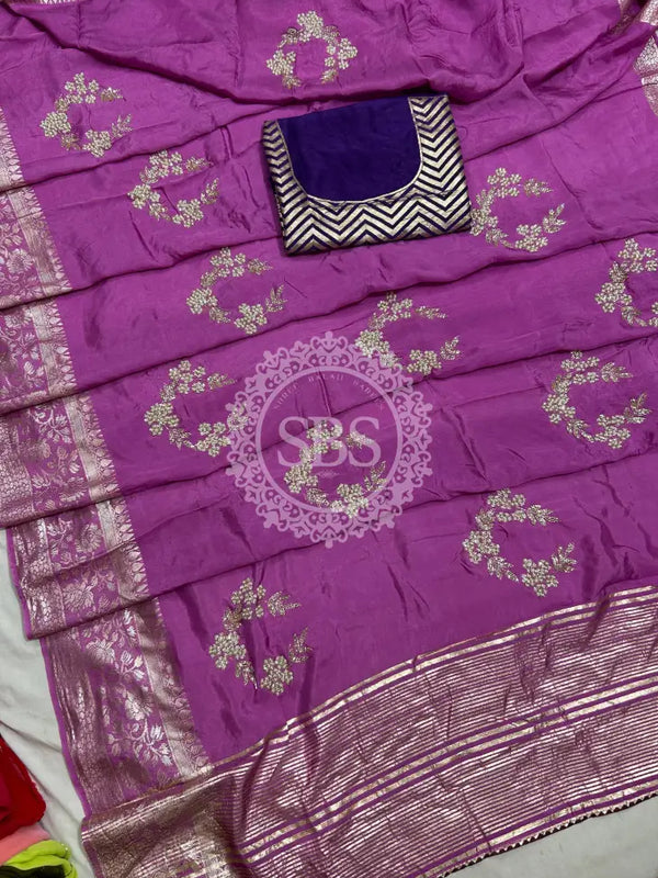 PURE RUSSIAN SILK ZARI HANDWORK SAREE