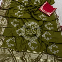 PURE RUSSIAN SILK ZARI HANDWORK SAREE