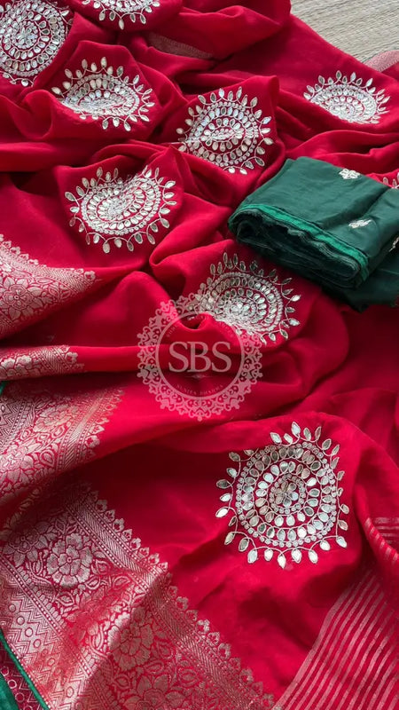PURE RUSSIAN SILK ZARI HANDWORK SAREES Maroon / Free Size