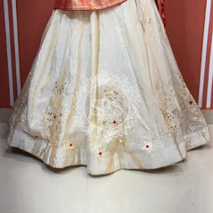 Pure Tissue gota and Kachi patti lehenga with Khadi Georgette Dupatta White & red / Free Size