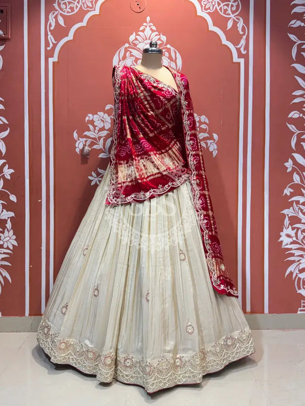 PURE TISSUE LEHENGA WITH PURE GAZI DUPATTA
