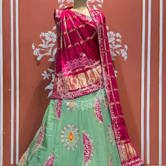 PURE TISSUE LEHENGA WITH PURE GAZI DUPATTA LIGHT GREEN
