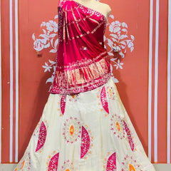 PURE TISSUE LEHENGA WITH PURE GAZI DUPATTA White