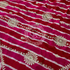 PURE TUSSAR SILK SAREE Pink & Red / Free Size