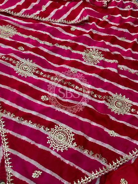 PURE TUSSAR SILK SAREE Pink & Red / Free Size