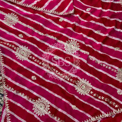 PURE TUSSAR SILK SAREE Pink & Red / Free Size