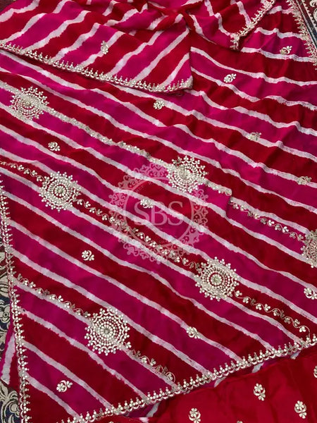 PURE TUSSAR SILK SAREE Pink & Red / Free Size