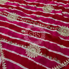 PURE TUSSAR SILK SAREE Pink & Red / Free Size