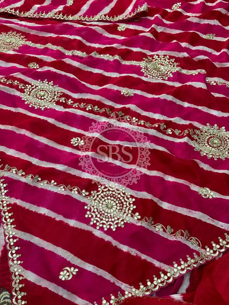 PURE TUSSAR SILK SAREE Pink & Red / Free Size