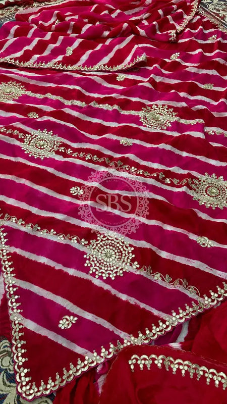 PURE TUSSAR SILK SAREE Pink & Red / Free Size