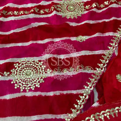 PURE TUSSAR SILK SAREE Pink & Red / Free Size