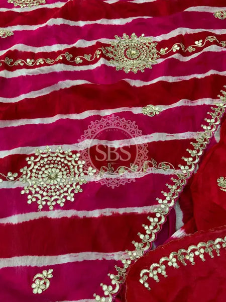 PURE TUSSAR SILK SAREE Pink & Red / Free Size