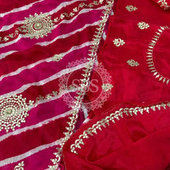 PURE TUSSAR SILK SAREE Pink & Red / Free Size