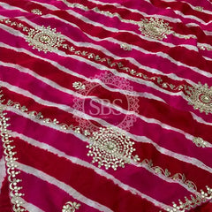 PURE TUSSAR SILK SAREE Pink & Red / Free Size