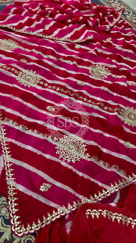 PURE TUSSAR SILK SAREE Pink & Red / Free Size