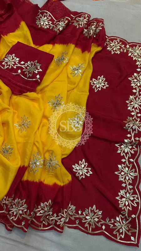 PURE UPADA KACHI GOTA PATTI SAREE