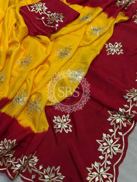 PURE UPADA KACHI GOTA PATTI SAREE