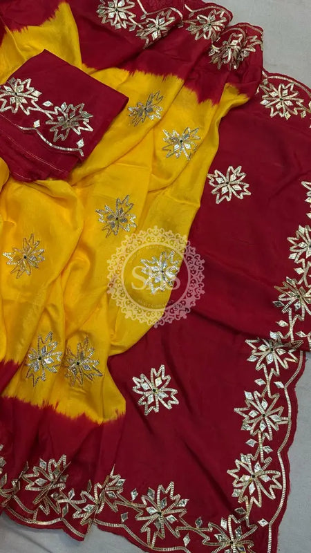 PURE UPADA KACHI GOTA PATTI SAREE