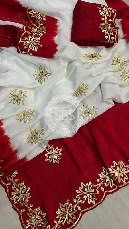 PURE UPADA KACHI GOTA PATTI SAREE