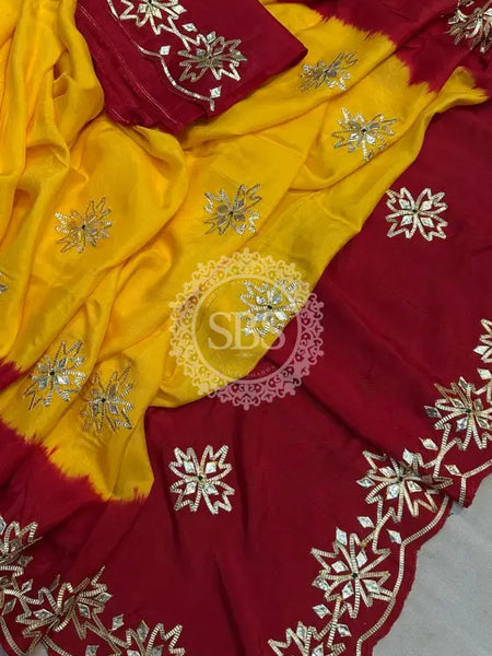 PURE UPADA KACHI GOTA PATTI SAREE