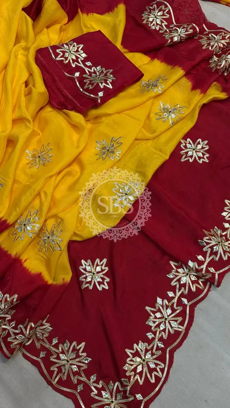 PURE UPADA KACHI GOTA PATTI SAREE