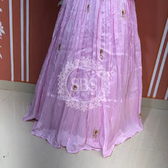 PURE UPADA SILK AN RAI BHANDEJ INDO WESTERN Pink / Free Size