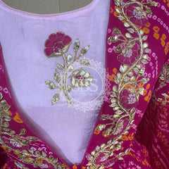 PURE UPADA SILK AN RAI BHANDEJ INDO WESTERN Pink / Free Size
