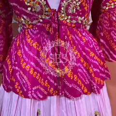 PURE UPADA SILK AN RAI BHANDEJ INDO WESTERN Pink / Free Size