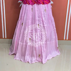 PURE UPADA SILK AN RAI BHANDEJ INDO WESTERN Pink / Free Size