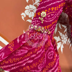 PURE UPADA SILK AN RAI BHANDEJ INDO WESTERN Pink / Free Size