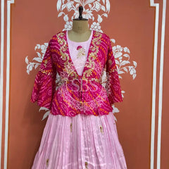 PURE UPADA SILK AN RAI BHANDEJ INDO WESTERN Pink / Free Size