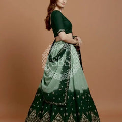 Pure Upada Silk double shade Lehenga with Bhandej and aari Tari work