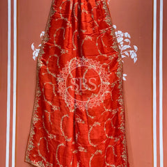 PURE UPADA SILK HANDWORK SAREE Orange / Free Size
