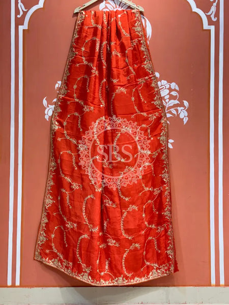 PURE UPADA SILK HANDWORK SAREE Orange / Free Size