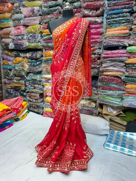 PURE UPADA SILK HANDWORK SAREE Red / Free Size