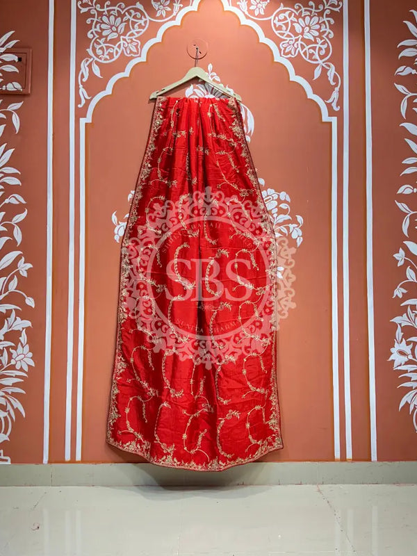 PURE UPADA SILK HANDWORK SAREE Red / Free Size