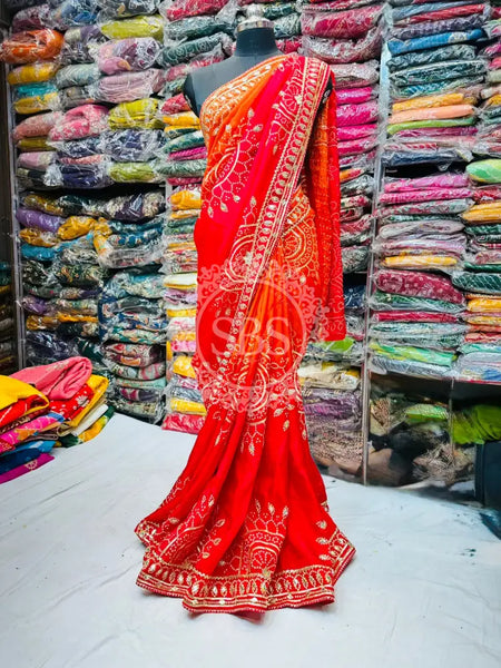 PURE UPADA SILK HANDWORK SAREE Red / Free Size