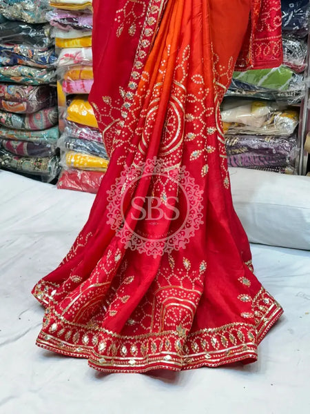 PURE UPADA SILK HANDWORK SAREE Red / Free Size