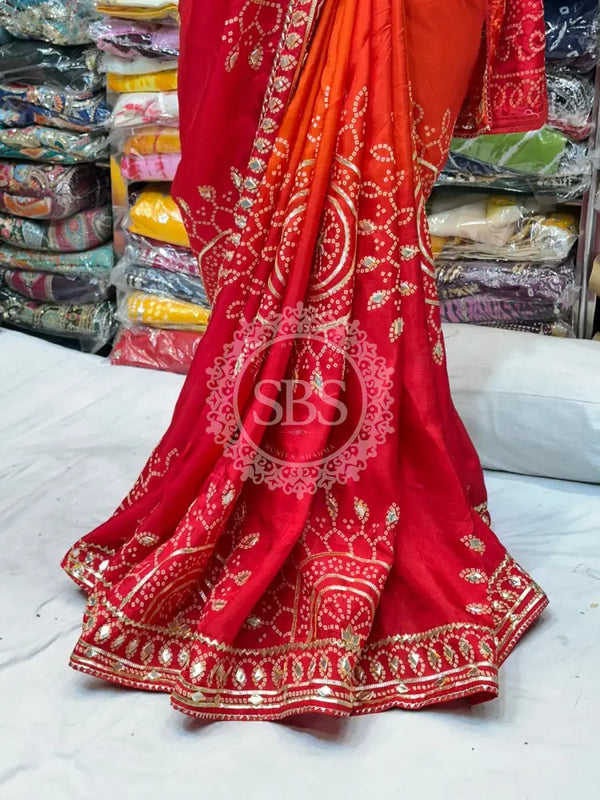 PURE UPADA SILK HANDWORK SAREE Red / Free Size