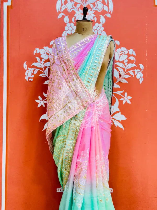 PURE UPADA SILK KACCHI PATTI SAREE