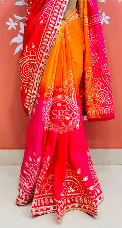 PURE UPADA SILK KACCHI PATTI SAREE