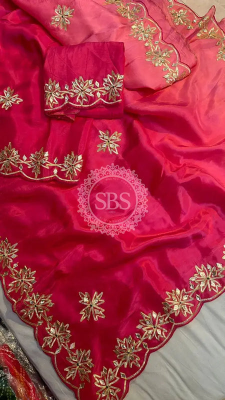 PURE UPADA SILK KACHI GOTA PATTI SAREE