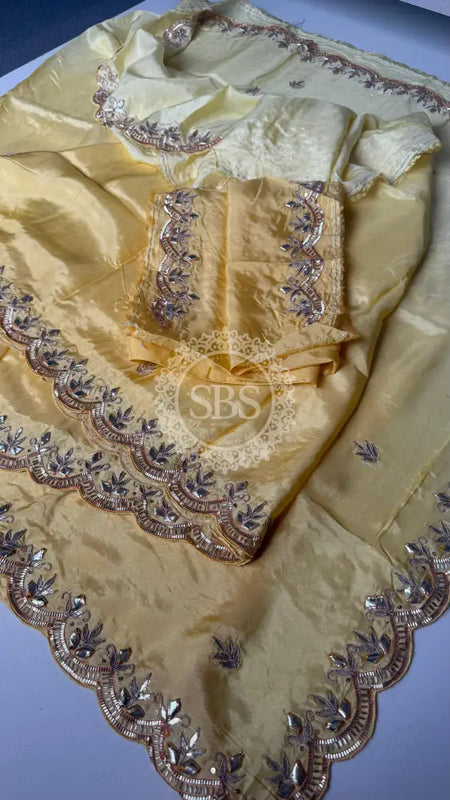 PURE UPADA SILK KACHII GOTA PATTI SAREE