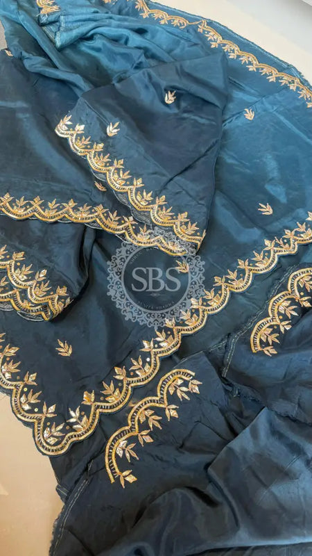 PURE UPADA SILK KACHII GOTA PATTI SAREE