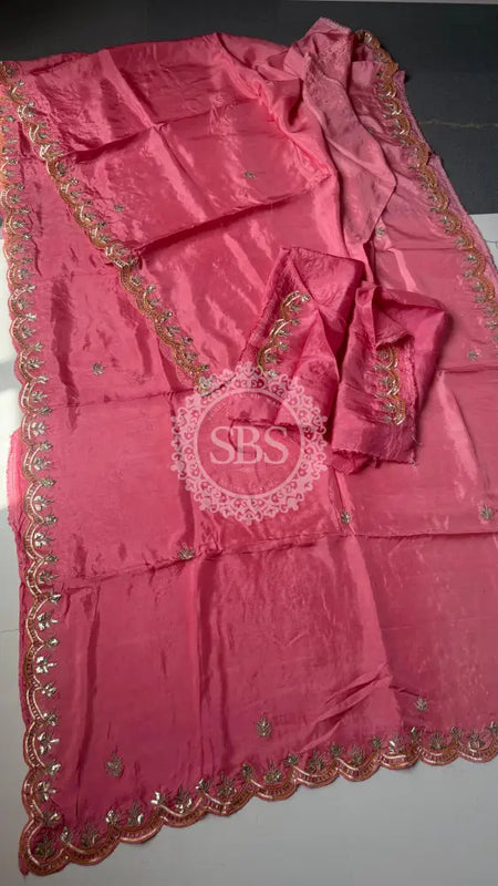 PURE UPADA SILK KACHII GOTA PATTI SAREE