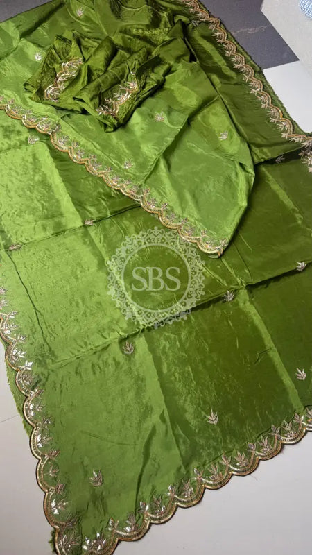 PURE UPADA SILK KACHII GOTA PATTI SAREE