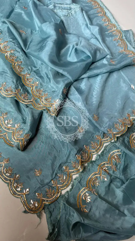 PURE UPADA SILK KACHII GOTA PATTI SAREE