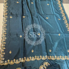 PURE UPADA SILK KACHII GOTA PATTI SAREE Blue / Free Size
